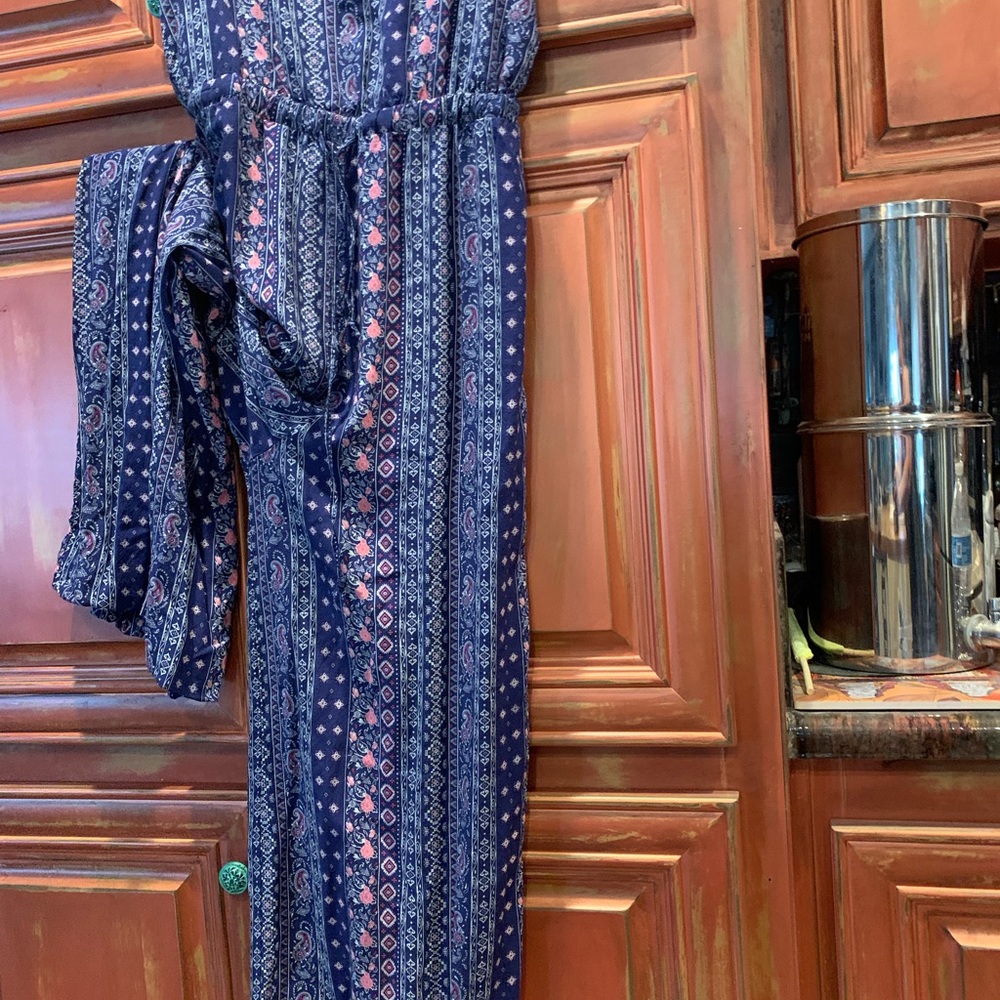Navy Patterned Jumpsuit